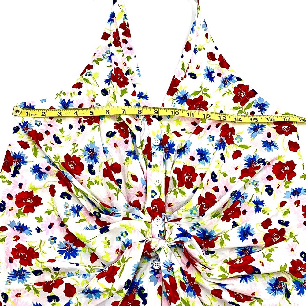 Veronica Beard Vea Tie Front Floral Halter Top Size 14 - Picture 12 of 15